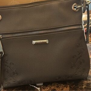 Rosetti Dark Brown Floral Crossbody Bag